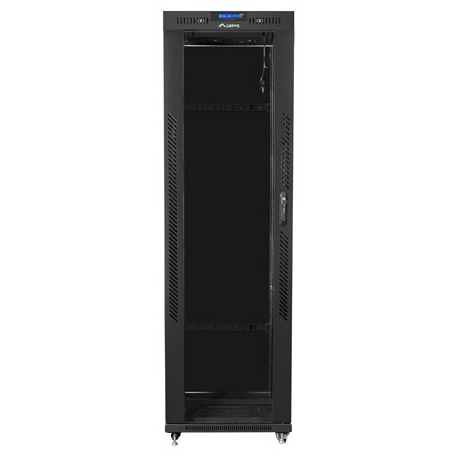 Lanberg - Rack cabinet - with 4 cooling fans, display - black, RAL 9004 - 42U - 19" - 1
