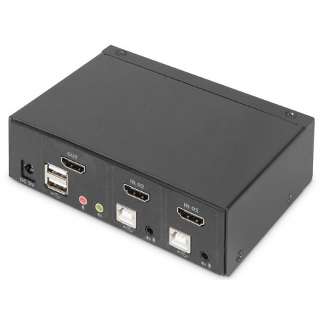 DIGITUS DS-12870 - KVM / audio / USB switch - 2 x KVM / audio / USB - 1 local user - desktop - 1