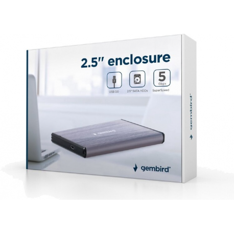 Gembird EE2-U3S-3-S - Storage enclosure - 2.5" - SATA - 5 GBps - USB 3.0 - silver - 1