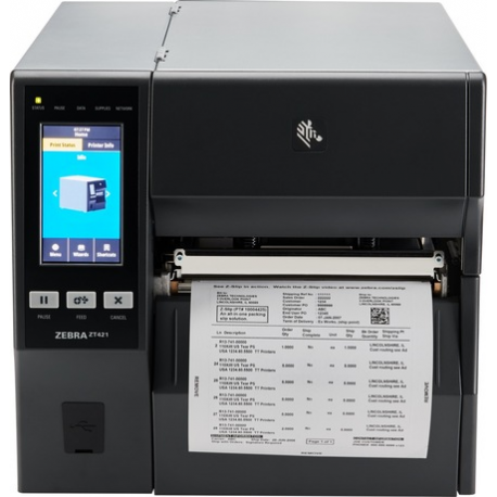 Zebra ZT400 Series ZT421 - Label printer - direct thermal  /  thermal transfer - Roll (17.8 cm) - 203 dpi - up to 305 mm / sec - USB 2.0, LAN, serial, USB host - 2