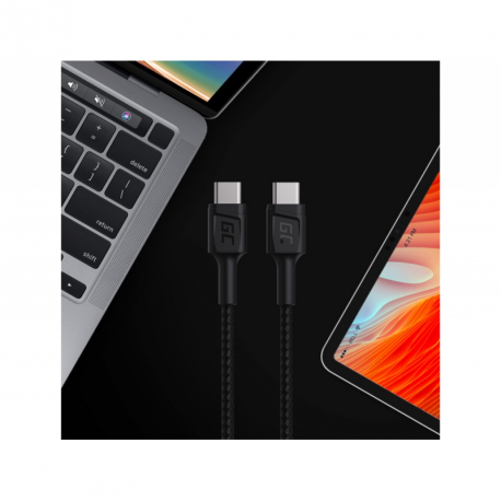 Green Cell PowerStream - USB cable - USB-C (M) to USB-C (M) - USB 2.0 - 30 cm - USB Power Delivery (60W) - black - 6