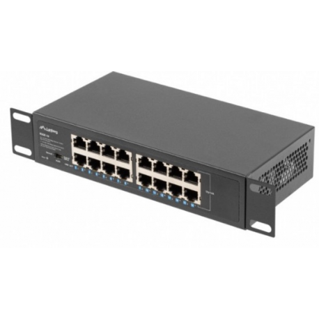 Lanberg RSGE-16 - Switch - unmanaged - 16 x 10 / 100 / 1000 - desktop, rack-mountable - 4