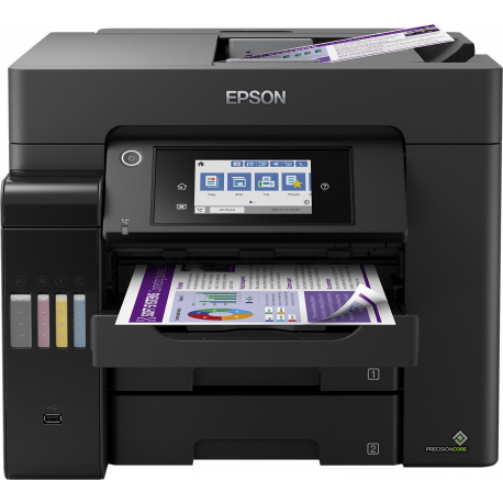 Epson EcoTank L6570 - Multifunction printer - colour - ink-jet - A4 (210 x 297 mm), Legal (216 x 356 mm) (original) - A4 / Legal (media) - up to 25 ppm (printing) - 550 sheets - 33.6 Kbps - USB 2.0, Gigabit LAN, USB 2.0 host, Wi-Fi(ac) - black - 2