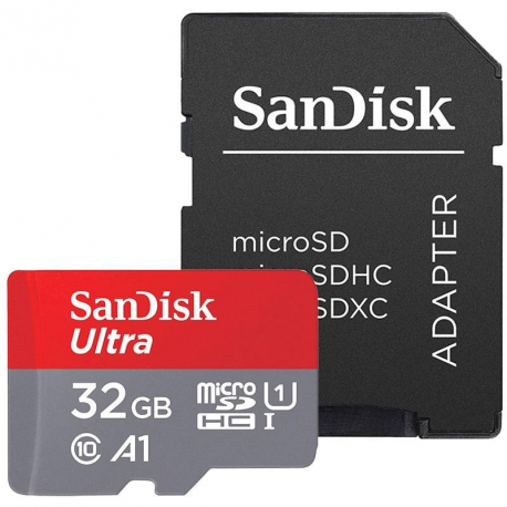 SanDisk Ultra - Flash memory card (microSDHC to SD adapter included) - 32 GB - A1 / UHS-I U1 / Class10 - microSDHC UHS-I - 1