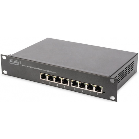 DIGITUS Professional DN-95317 - Switch - unmanaged - 8 x 10 / 100 / 1000 (PoE) - wall-mountable - PoE - 1