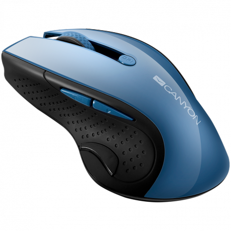 Canyon CNS-CMSW01BL - Mouse - right-handed - blue Led - 6 buttons - wireless - 2.4 GHz - USB wireless receiver - blue - retail - 1