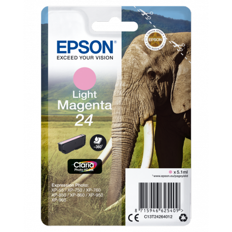 Epson 24 - 5.1 ml - light magenta - original - ink cartridge - for Expression Photo XP-55, 750, 760, 850, 860, 950, 960, 970; Expression Premium XP-750, 850 - 4