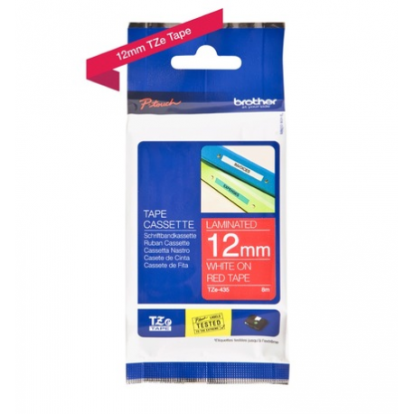 Brother TZe435 - White on red - Roll (1.2 cm x 8 m) 1 roll(s) laminated tape - for P-Touch PT-1005, 1010, D210, D400, D450, D800, E550, H110, H200, P300, P750, P900, P950 - 1
