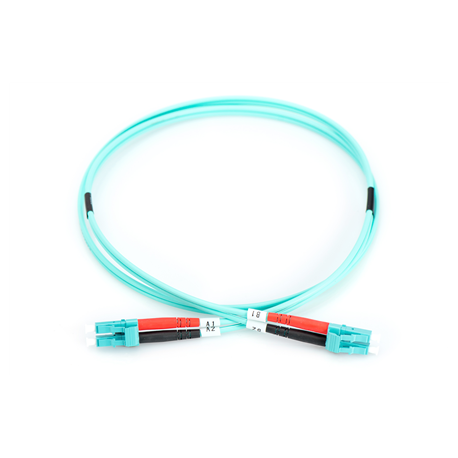 DIGITUS Professional - Patch cable - LC multi-mode (M) to LC multi-mode (M) - 1 m - fibre optic - 50  /  125 micron - OM3 - booted, halogen-free - aqua - 1