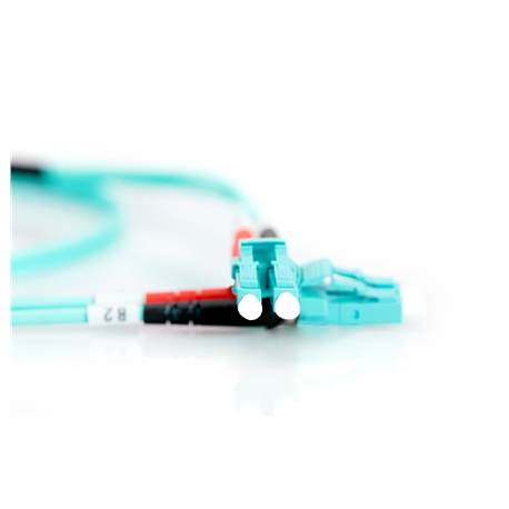 DIGITUS Professional - Patch cable - LC multi-mode (M) to LC multi-mode (M) - 1 m - fibre optic - 50  /  125 micron - OM3 - booted, halogen-free - aqua - 3