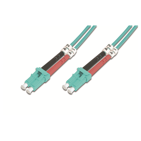 DIGITUS Professional - Patch cable - LC multi-mode (M) to LC multi-mode (M) - 1 m - fibre optic - 50  /  125 micron - OM3 - booted, halogen-free - aqua - 5
