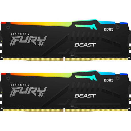 Kingston FURY Beast RGB - DDR5 - kit - 32 GB: 2 x 16 GB - DIMM 288-pin - 5600 MHz / PC5-44800 - CL40 - 1.25 V - unbuffered - on-die ECC - 10