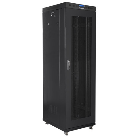 Lanberg - Rack cabinet - with 4 cooling fans - 230 V - black, RAL 9004 - 42U - 19" - 1