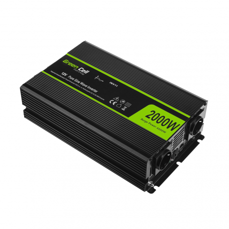 Green Cell - DC to AC power inverter - 12 V - 2000 Watt - output connectors: 2 - black - 4