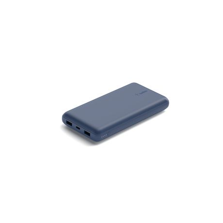 Belkin - Power bank - 20000 mAh - 15 Watt - 3 output connectors (USB, USB-C) - on cable: USB-C - blue - 1