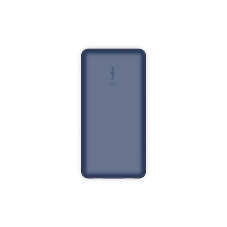 Belkin - Power bank - 20000 mAh - 15 Watt - 3 output connectors (USB, USB-C) - on cable: USB-C - blue - 4
