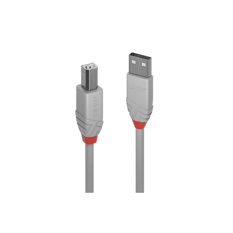 Lindy Anthra Line - USB cable - USB (M) to USB Type B (M) - USB 2.0 - 5 m - round - grey - 0