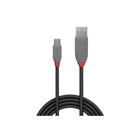 Lindy Anthra Line - USB cable - USB (M) to mini-USB Type B (M) - USB 2.0 - 2 m - round - black - 1
