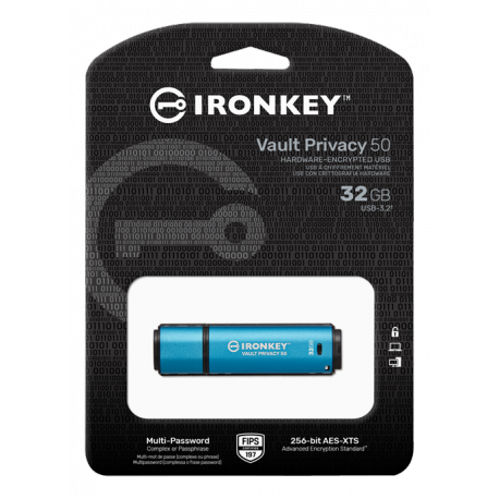 Kingston IronKey Vault Privacy 50 Series - USB flash drive - encrypted - 32 GB - USB 3.2 Gen 1 - TAA Compliant - 1
