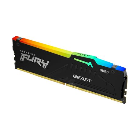 Kingston FURY Beast RGB - DDR5 - module - 32 GB - DIMM 288-pin - 5200 MHz / PC5-41600 - CL40 - 1.25 V - unbuffered - on-die ECC - 0