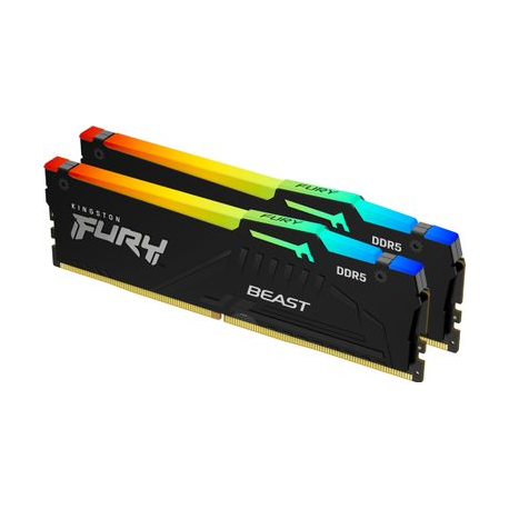 Kingston FURY Beast RGB - DDR5 - kit - 16 GB: 2 x 8 GB - DIMM 288-pin - 5200 MHz / PC5-41600 - CL40 - 1.25 V - unbuffered - on-die ECC - 0