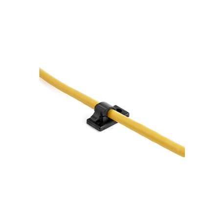 StarTech.com 100 Adhesive Cable Management Clips Black, Network / Ethernet / Office Desk / Computer Cord Organizer, Sticky Cable / Wire Holders, Nylon Self Adhesive Clamp UL / 94V-2 Fire Rated - Nylon 66 Plastic - TAA (CBMCC1) - Cable clips - black - TAA Compliant (pack of 100) - 6