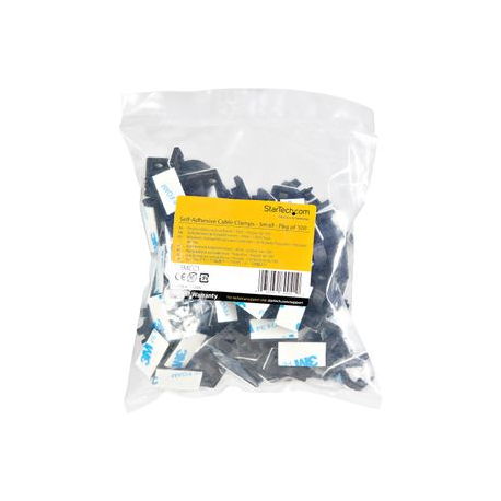 StarTech.com 100 Adhesive Cable Management Clips Black, Network / Ethernet / Office Desk / Computer Cord Organizer, Sticky Cable / Wire Holders, Nylon Self Adhesive Clamp UL / 94V-2 Fire Rated - Nylon 66 Plastic - TAA (CBMCC1) - Cable clips - black - TAA Compliant (pack of 100) - 7