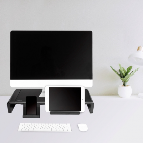 LogiLink Ergonomic riser - Stand - for LCD display / notebook / tablet - plastic, metal - black - desktop - 4