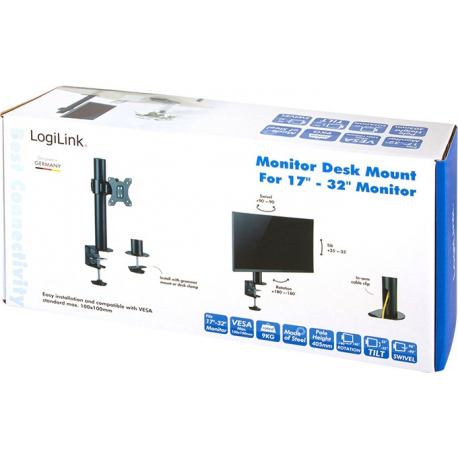 LogiLink - Mounting kit - for LCD display - steel - black - screen size: 17"-32" - desk-mountable - 4