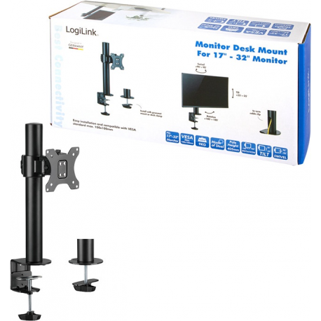 LogiLink - Mounting kit - for LCD display - steel - black - screen size: 17"-32" - desk-mountable - 5