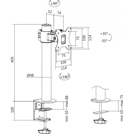 LogiLink - Mounting kit - for LCD display - steel - black - screen size: 17"-32" - desk-mountable - 6
