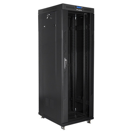 Lanberg - Rack cabinet - with 4 cooling fans, display - black, RAL 9004 - 37U - 19" - 0