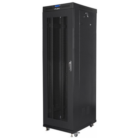 Lanberg - Rack cabinet - with 4 cooling fans, display - black, RAL 9004 - 42U - 19" - 0