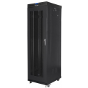 Lanberg - Rack cabinet - with 4 cooling fans, display - black, RAL 9004 - 42U - 19"