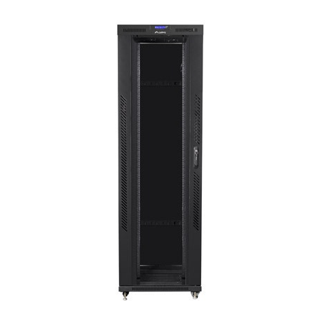 Lanberg - Rack cabinet - with 4 cooling fans, display - black, RAL 9004 - 42U - 19" - 4