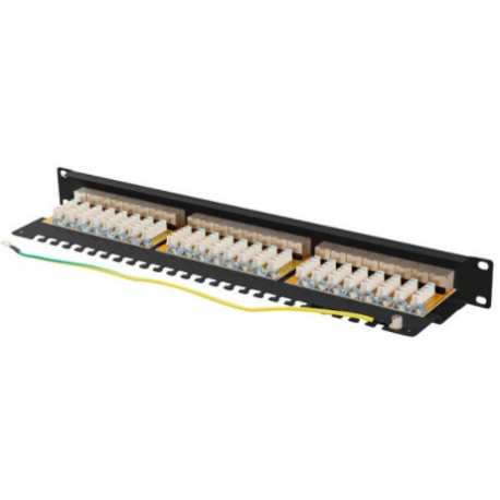 Lanberg PPSA-1024-B - Patch panel - rack mountable - CAT 6a - STP - RJ-45 X 24 - black, RAL 9004 - 1U - 19" - 4