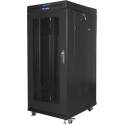 Lanberg - Rack cabinet - with 4 cooling fans, display - black, RAL 9004 - 15U - 19"