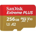SanDisk Extreme PLUS - Flash memory card (microSDXC to SD adapter included) - 256 GB - A2 / Video Class V30 / UHS-I U3 / Class10 - microSDXC UHS-I