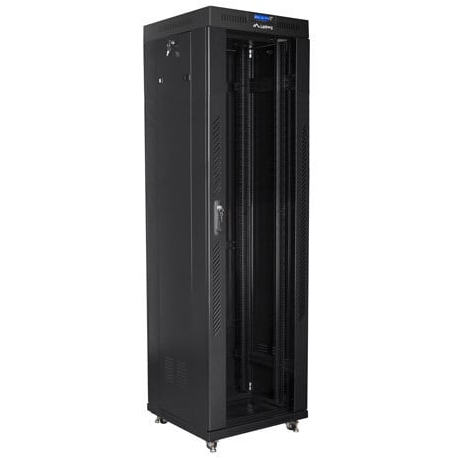 Lanberg - Rack - cabinet - with 2 cooling fans - 230 V - black, RAL 9004 - 42U - 19" - 0