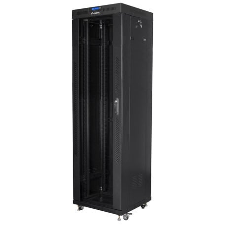 Lanberg - Rack - cabinet - with 2 cooling fans - 230 V - black, RAL 9004 - 42U - 19" - 1