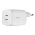 Belkin BOOST CHARGE PRO GaN - Power adapter - PPS and GaN technology - 65 Watt - Fast Charge, PD 3.0 - 2 output connectors (2 x USB-C) - white