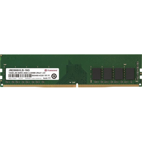 Transcend JetRAM - DDR4 - module - 16 GB - DIMM 288-pin - 2666 MHz / PC4-21300 - CL19 - 1.2 V - unbuffered - non-ECC - 0