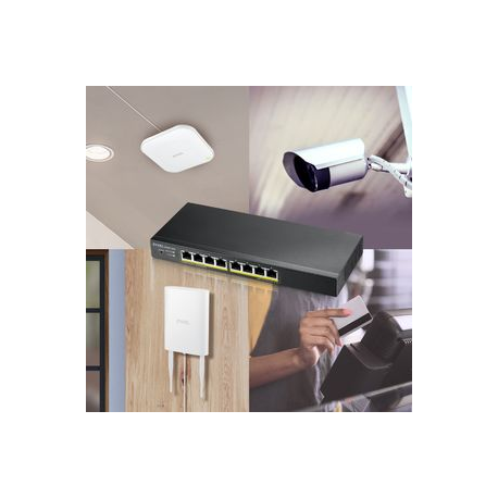 Zyxel GS1915 Series GS1915-8 - Switch - NebulaFLEX Compatible - smart - 8 x 10 / 100 / 1000 - desktop, wall-mountable - 7