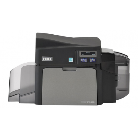 Fargo DTC 4500e - Plastic card printer - colour - dye sublimation / thermal resin - CR-80 Card (85.6 x 54 mm), CR-79 Card (83.9 mm x 52.1 mm) - 300 dpi - up to 600 cards / hour (mono) / up to 150 cards / hour (colour) - capacity: 200 cards - USB 2.0, LAN - 0