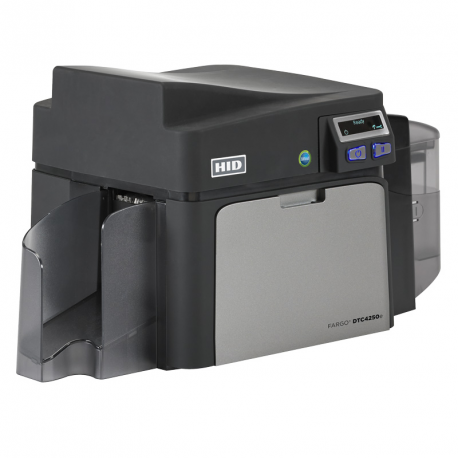 Fargo DTC 4500e - Plastic card printer - colour - dye sublimation / thermal resin - CR-80 Card (85.6 x 54 mm), CR-79 Card (83.9 mm x 52.1 mm) - 300 dpi - up to 600 cards / hour (mono) / up to 150 cards / hour (colour) - capacity: 200 cards - USB 2.0, LAN - 1