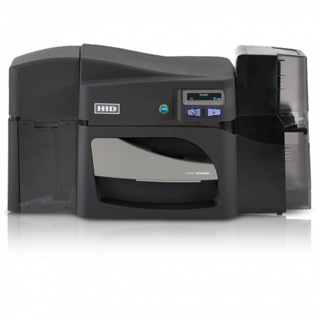Fargo DTC 4500e - Plastic card printer - colour - dye sublimation / thermal resin - CR-80 Card (85.6 x 54 mm), CR-79 Card (83.9 mm x 52.1 mm) - 300 dpi - up to 600 cards / hour (mono)  /  up to 150 cards / hour (colour) - capacity: 200 cards - USB 2.0, LAN - 0