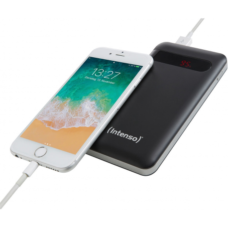 Intenso Powerbank PD10000 - Power bank - 10000 mAh - 3 A - QC 3.0 (USB-C) - on cable: USB-C - black - 3