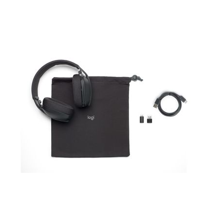 Logitech Zone Vibe Wireless - Headset - full size - Bluetooth - wireless - USB-C via Bluetooth adapter - graphite - Certified for Microsoft Teams - 1