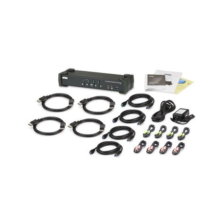 ATEN CS1924 KVMP Switch - KVM  /  audio  /  USB switch - 4 x KVM  /  audio  /  USB - 1 local user - desktop - 1