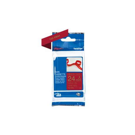 Brother TZe-RW54 - Satin - gold on wine red - Roll (2.4 cm x 4 m) 1 cassette(s) ribbon tape - for Brother PT-D600; P-Touch PT-3600, D600, D800, E550, P750, P900, P950; P-Touch EDGE PT-P750 - 1